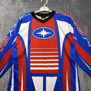 Vintage Polaris Racing Shirt Mens Small Jersey Snowmobile All Over Print Y2K USA